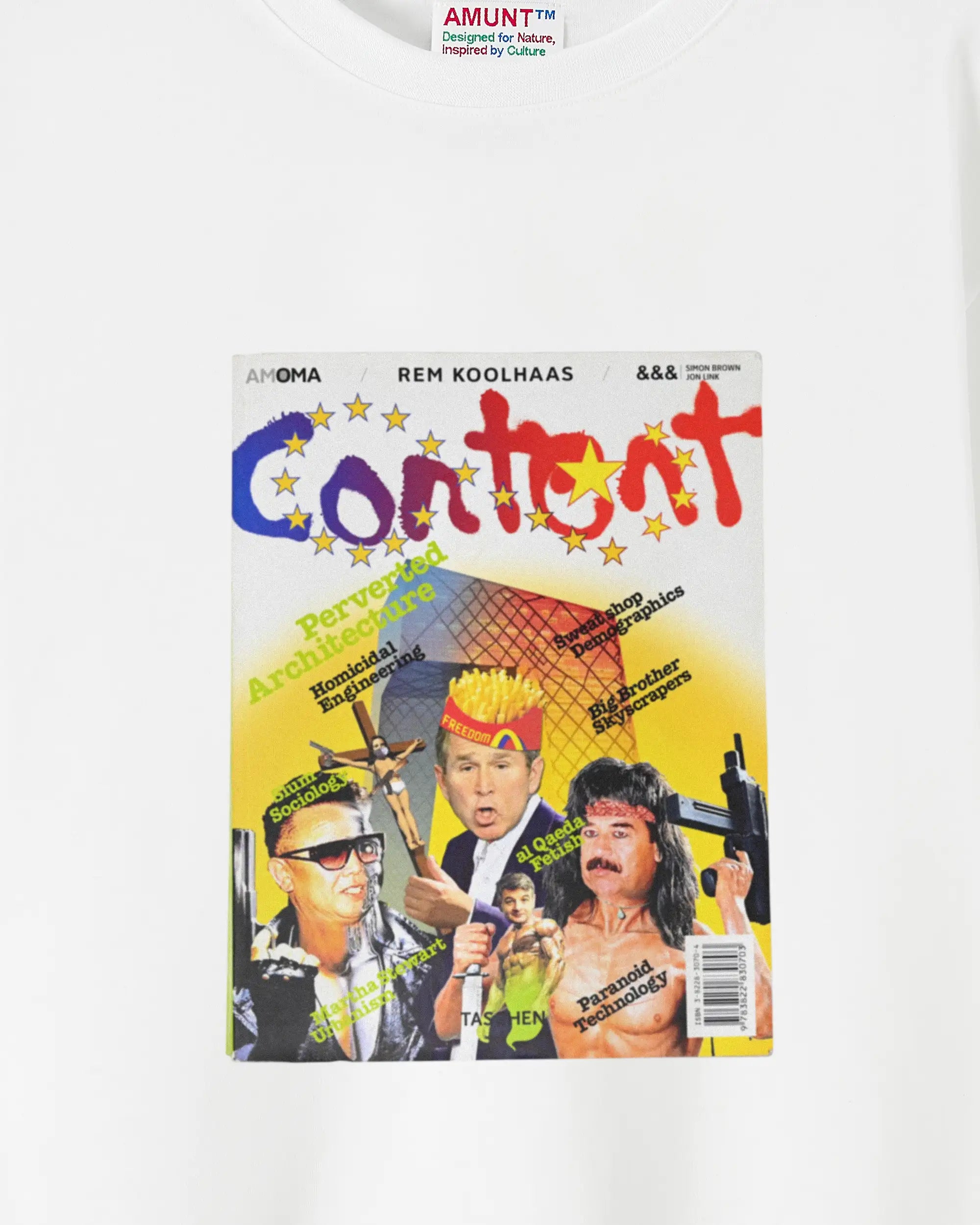 Magazine cover with colorful graphics and text on a white background