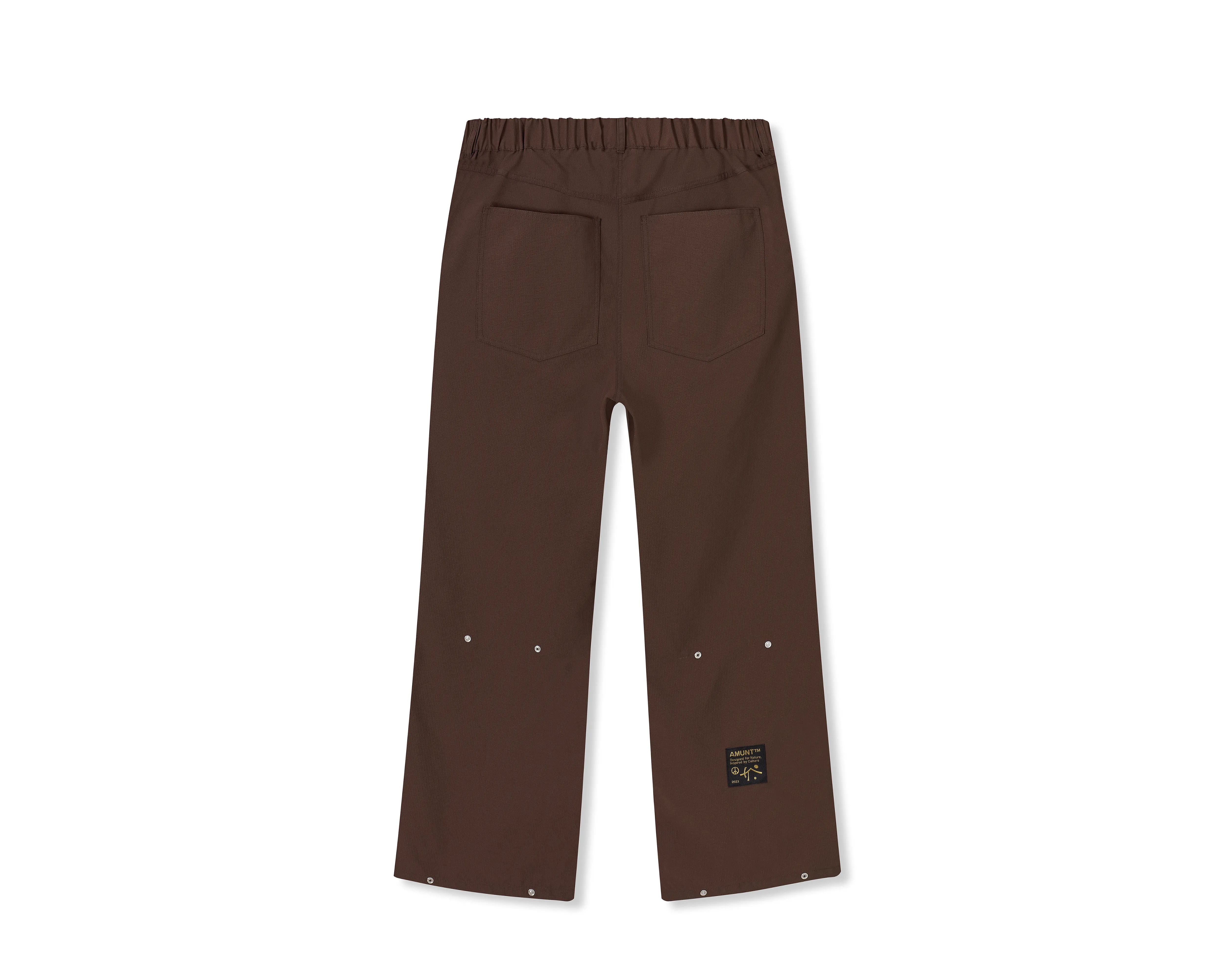 Brown pants with a small logo on a white background