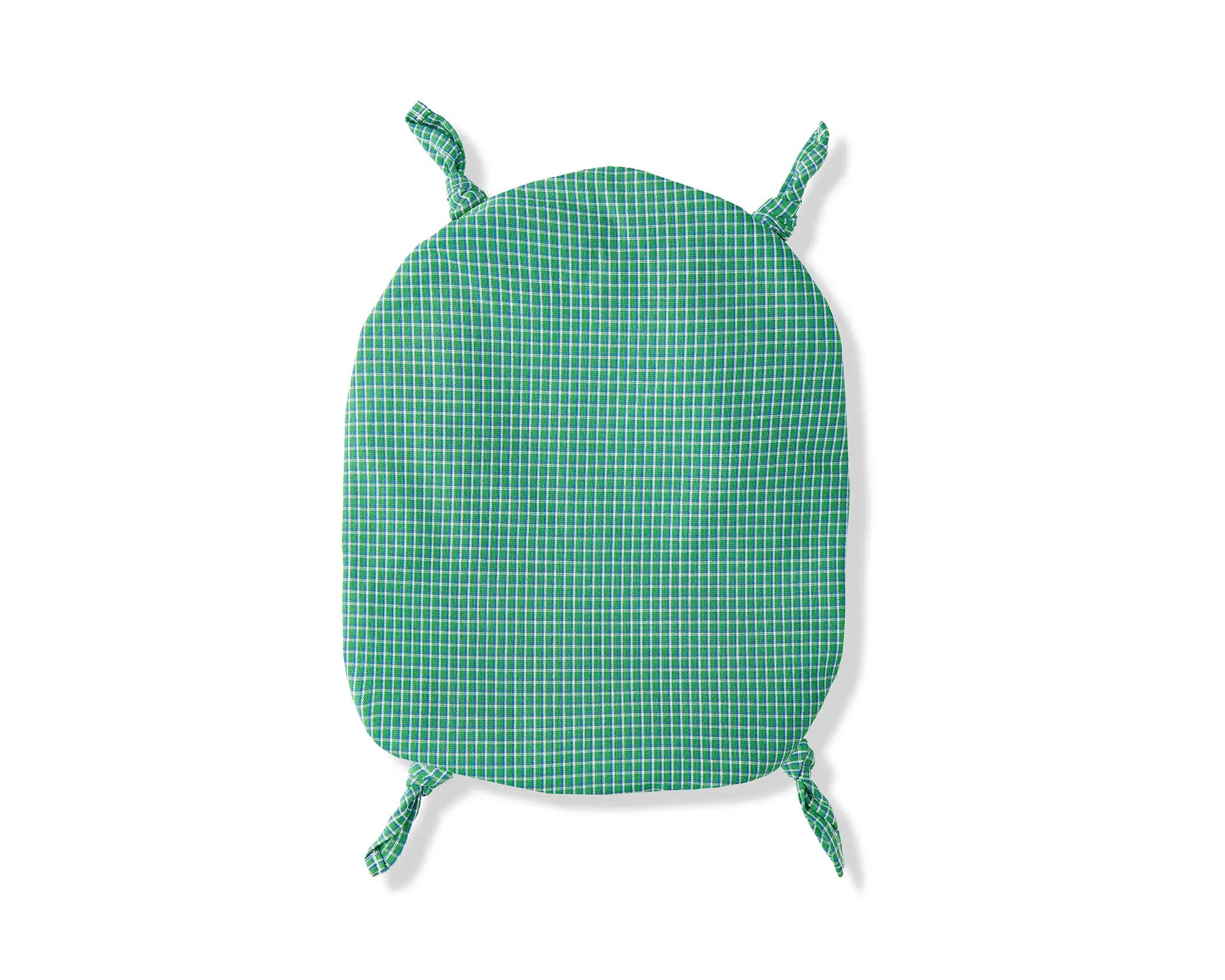 Green checkered cap with ties on a white background