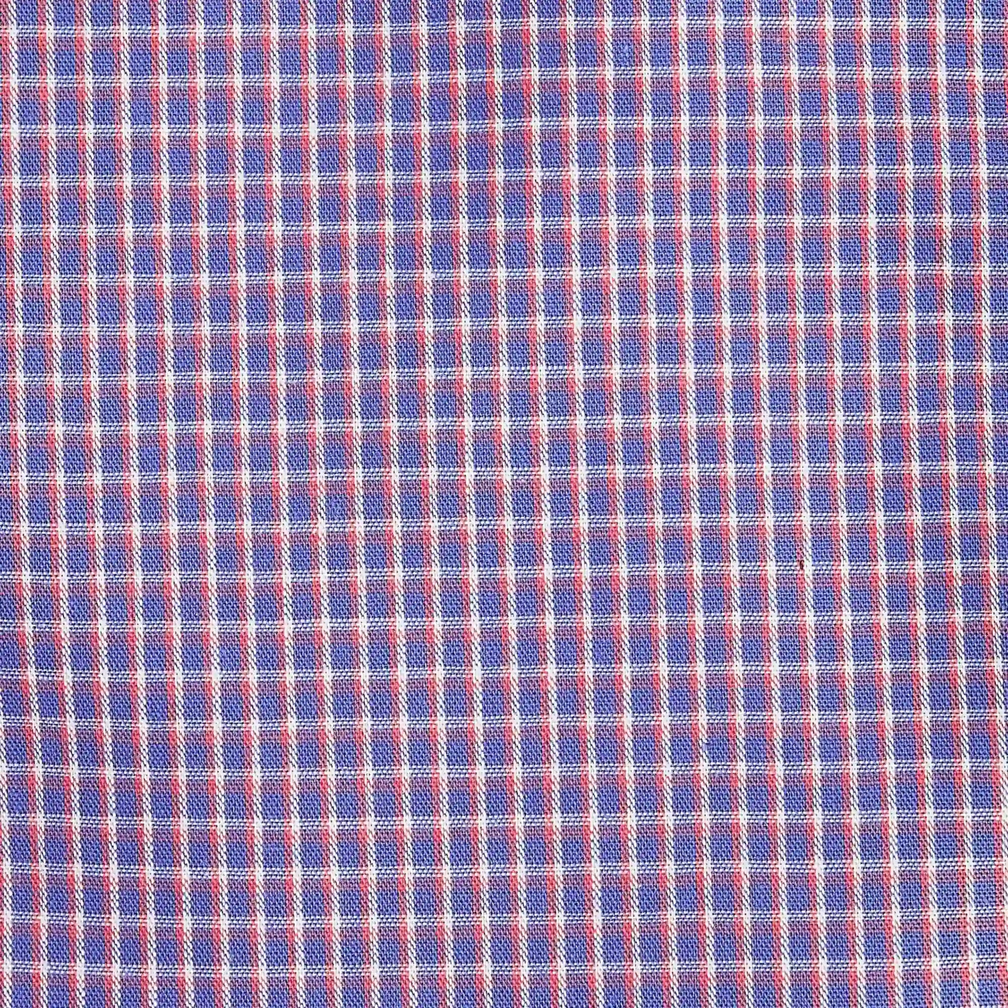 Close-up of blue and red checkered fabric pattern